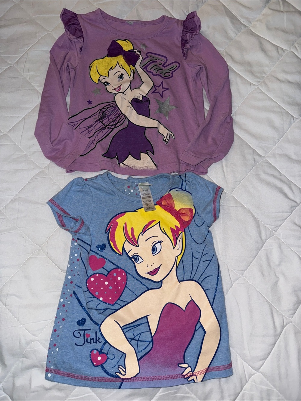 18-24m Disney TinkerBell Girls - Purple & Light Blue short-long sleeve Tops